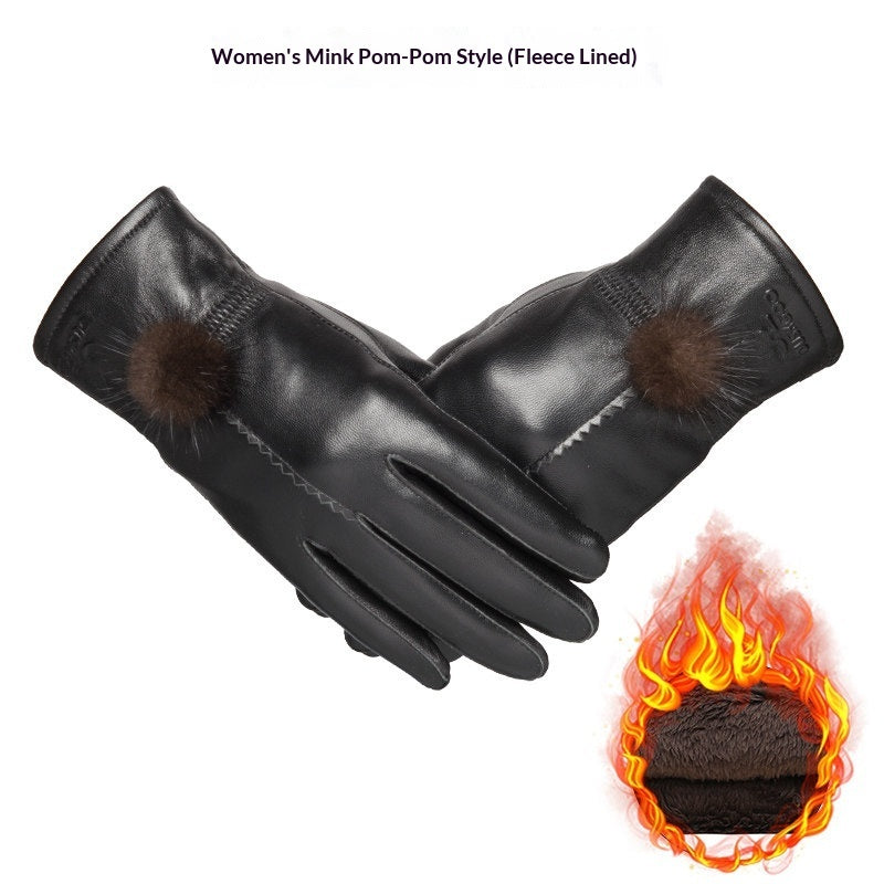 Genuine Leather Gloves With Fleece Lining For Extra Warmth And Waterproof Protection