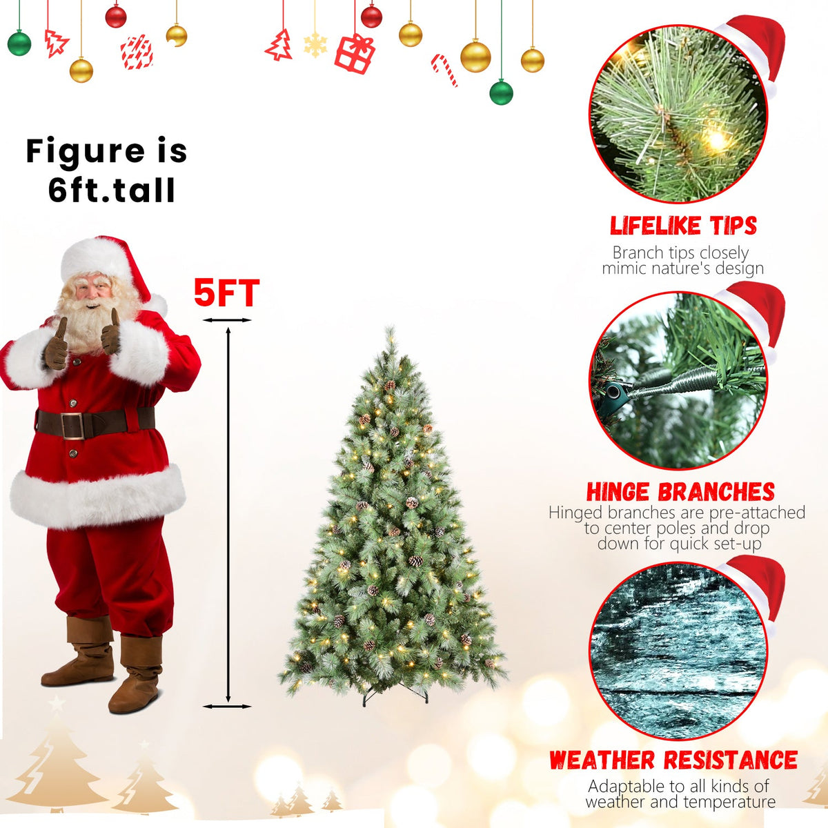 7FT Christmas Tree with 400 Warm Lights