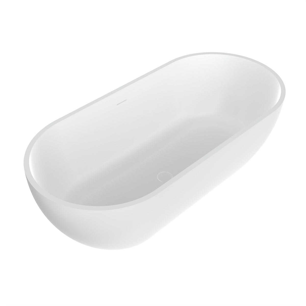 63 Inch Artificial Stone Solid Surface Oval Shape Freestanding Bathtub