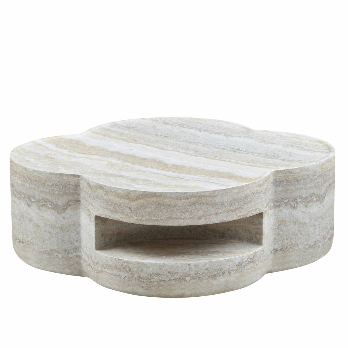 31.5" Clover Round Faux Marble Coffee Table