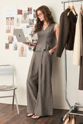 COCOA STRUCTURE BROWN WIDE-LEG PANTS