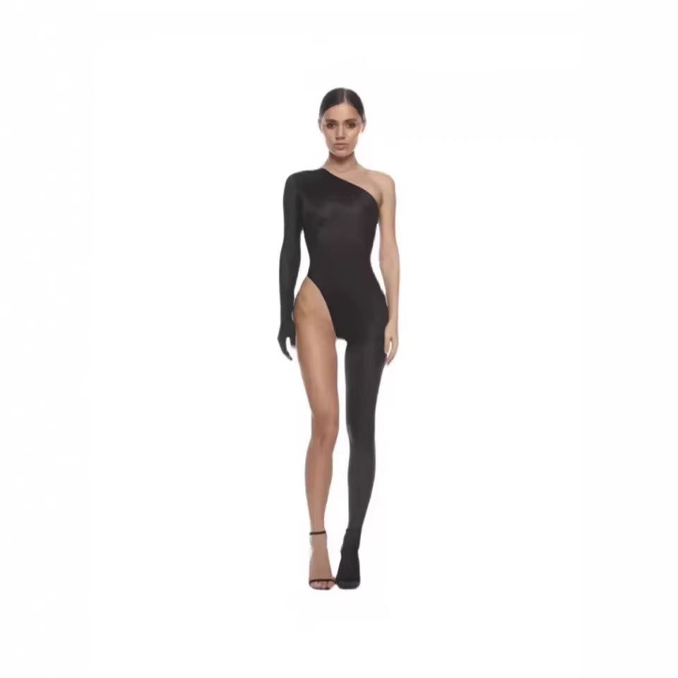 One-shoulder Jumpsuit With A Slimming Leg-revealing Design