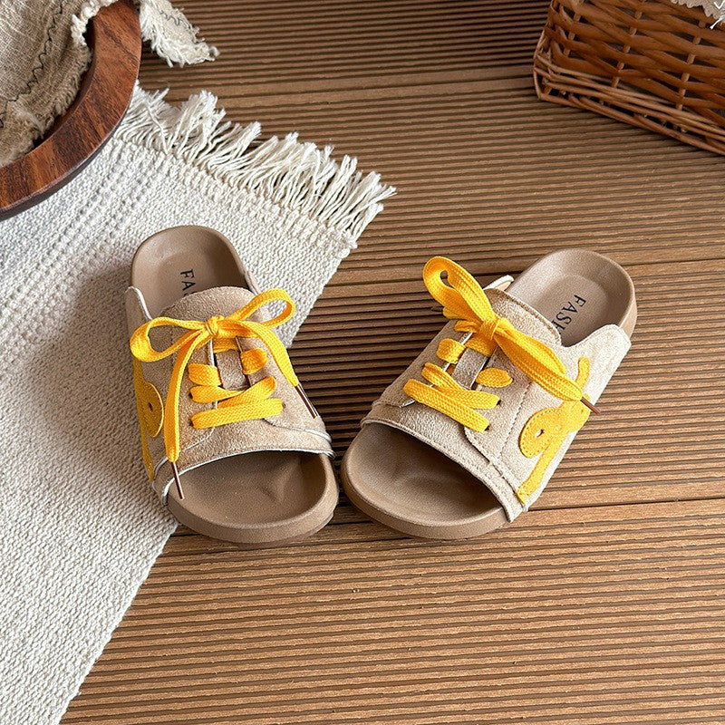 2026 Summer New Girls Platform Slippers, Trendy Casual Non-slip Versatile Outdoor Lace-up Slide Sandals