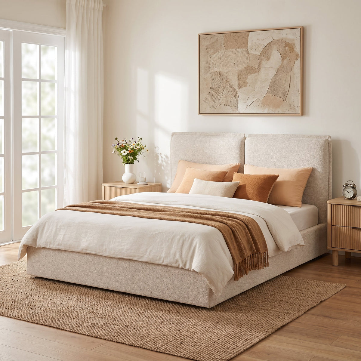 Double-Pillow Upholstered Bed Design