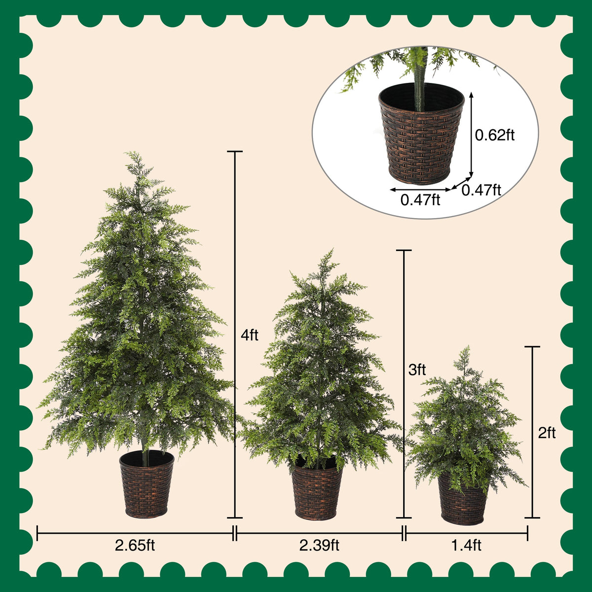 3-Piece Pre-Lit Christmas Tree Set