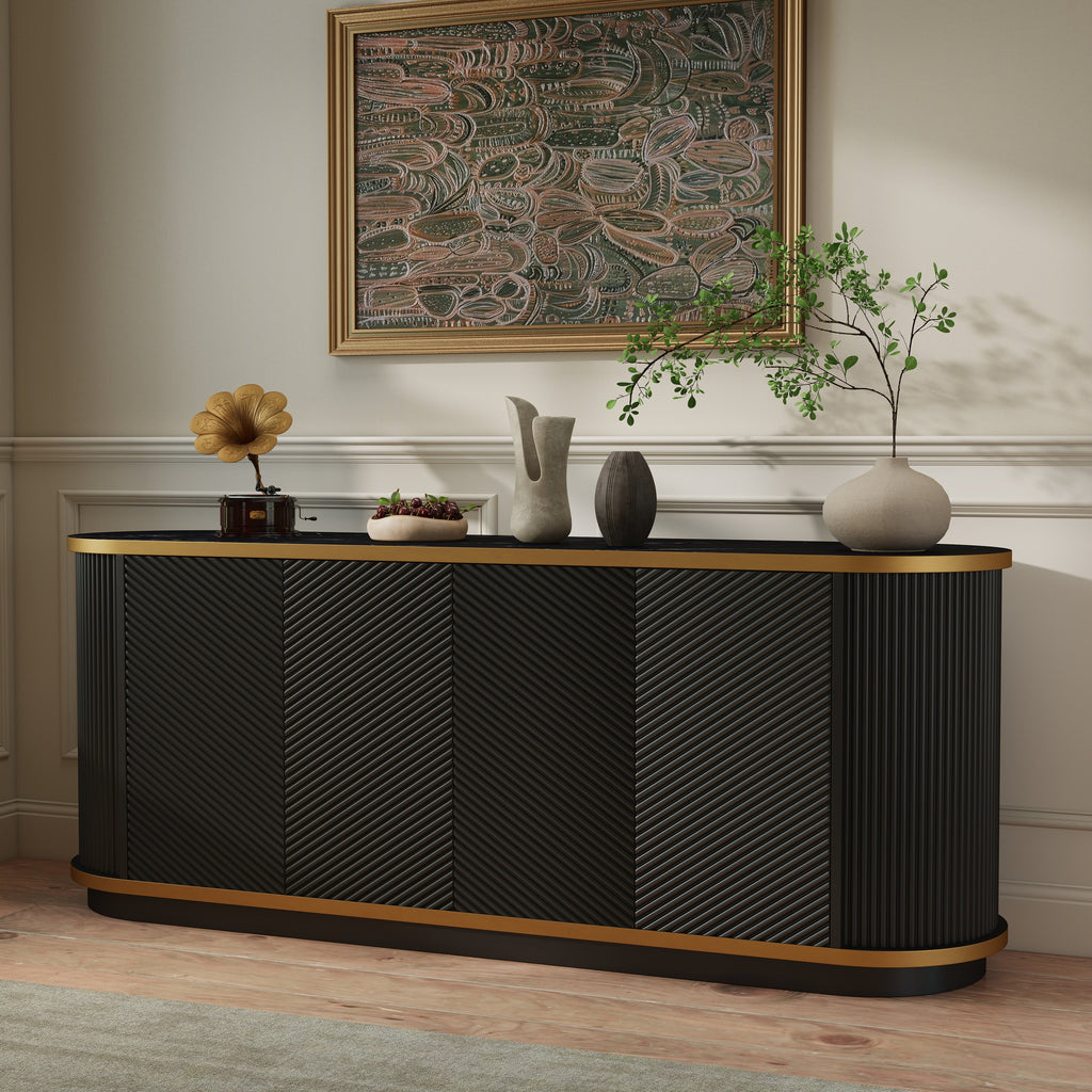 63" Diagonal Fluted Sideboard Cabinet with Storage