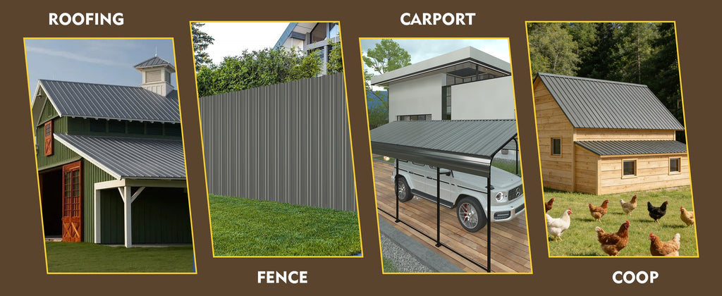 20 Pcs Metal Roof Panels - Galvanized Steel