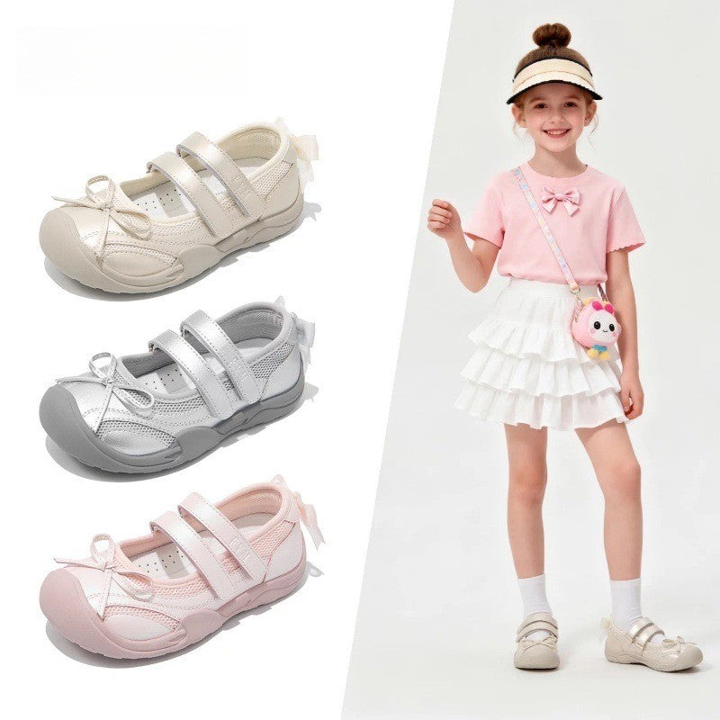 2026 New Summer Girls Ballet Shoes, Mesh Breathable Casual Sneakers For Little & Big Kids