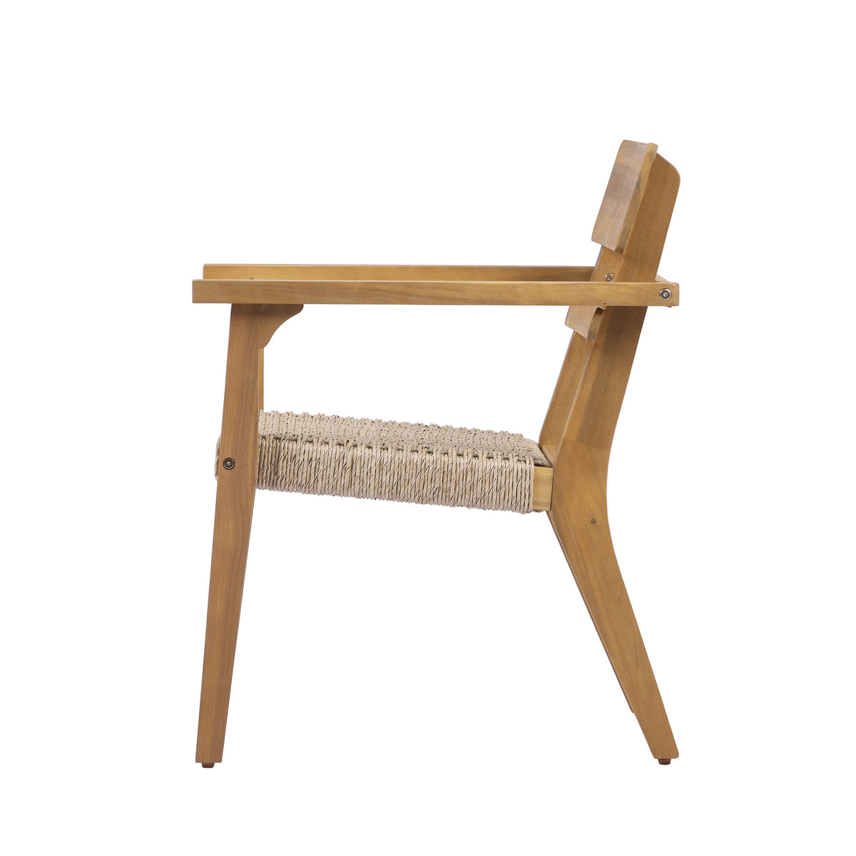 Outdoor Acacia Wood Dining Chairs with Woven Wicker Seats