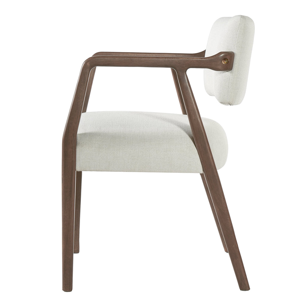 Mid-Century Rubber Wood Upholstered Dining Armchair (Set of 2)