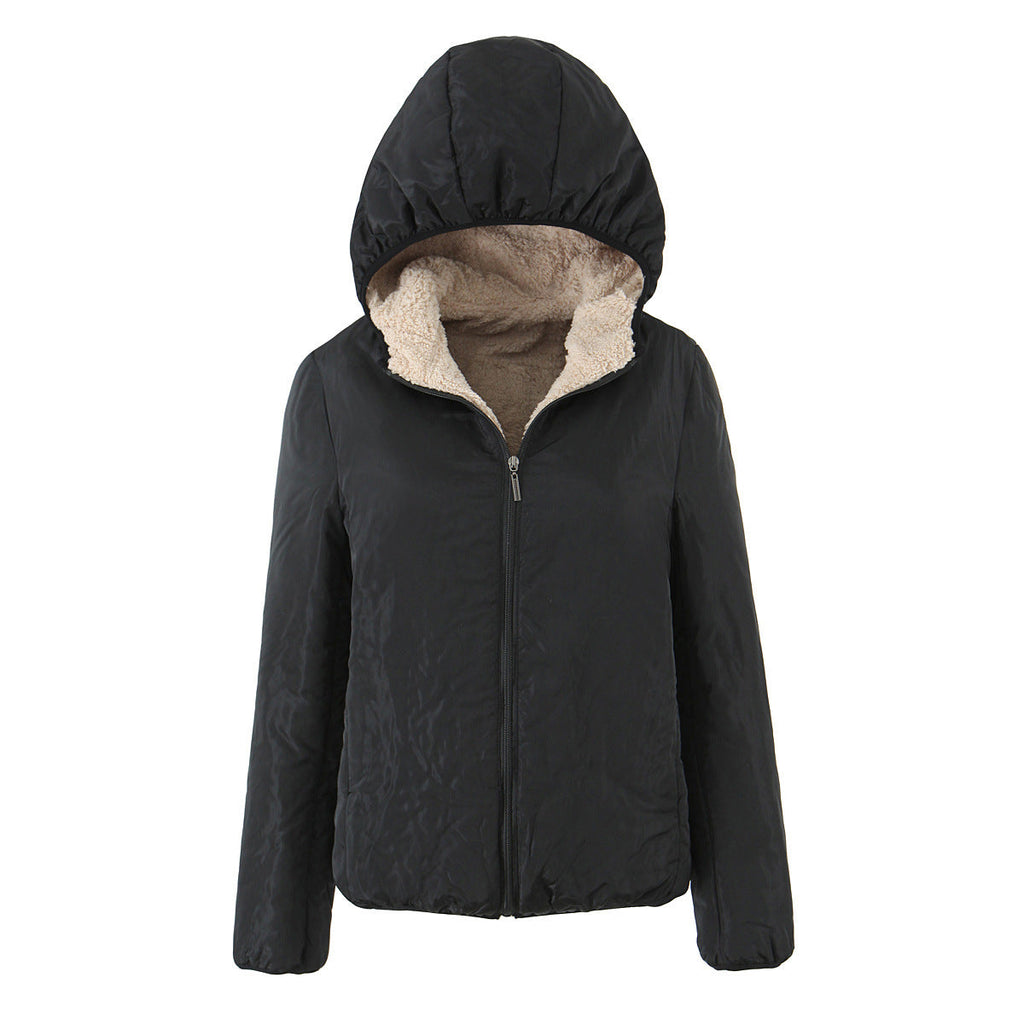Womens Mid-Length Hooded Cotton-Padded Coat