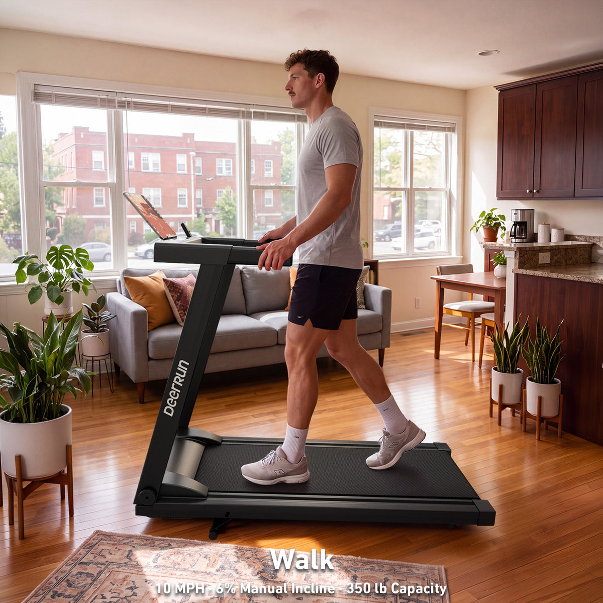 DeerRun All-New 2026 A1 Pro Move+ Smart Foldable Treadmill with 6% Incline & NFC | 350 lbs, 10 mph, Black