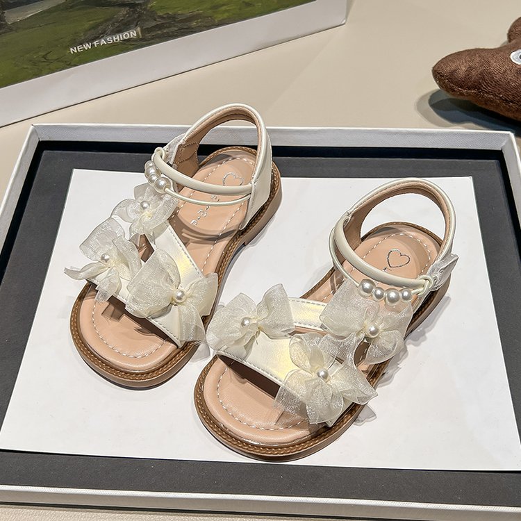 Fairy Style Girls' Baby Princess Sandals, Bow Shaped Children's Roman Shoes, Summer New Style Girls' Beach Shoes