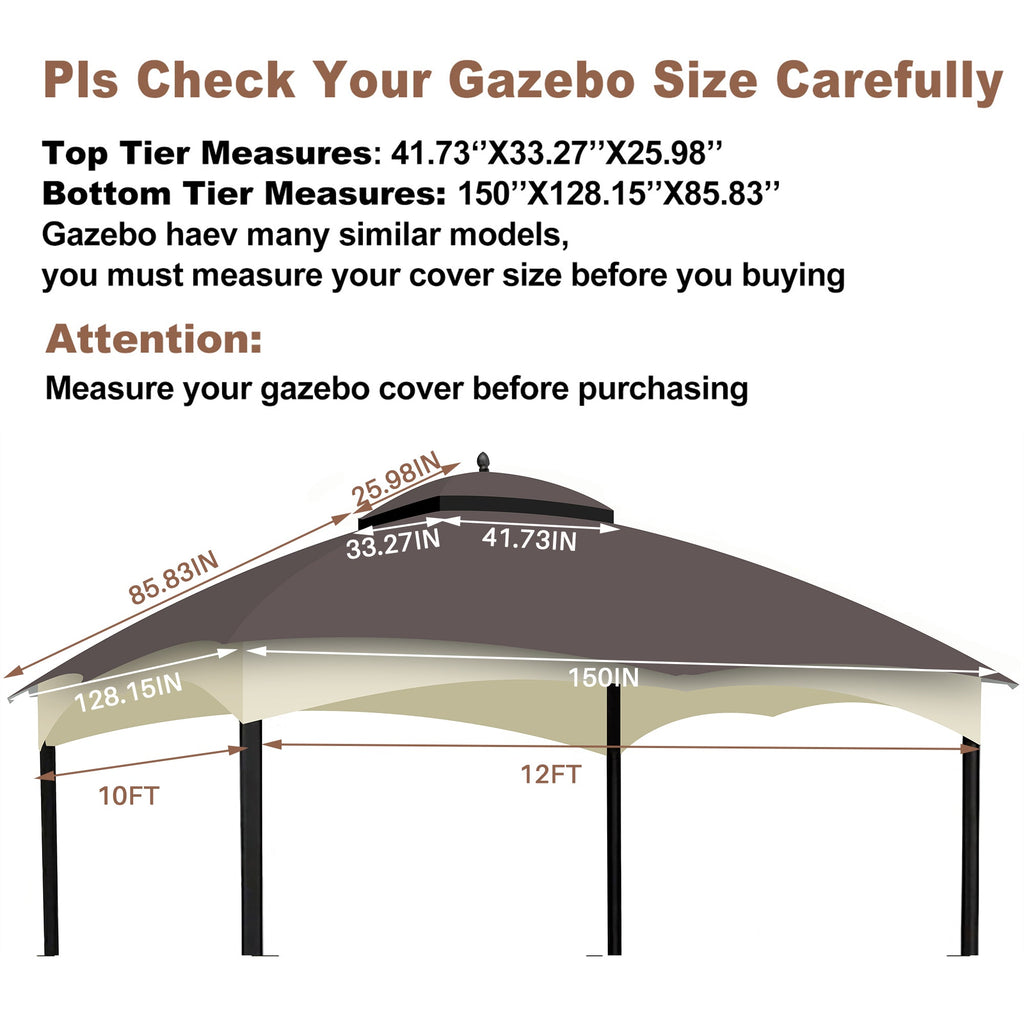Replacement Canopy Top for Lowe's Allen Roth Heavy Duty Gazebo