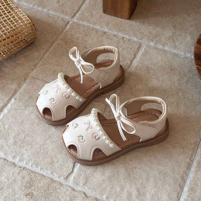 2026 Summer New Baby Girls Sandals, Closed-Toe Breathable Princess Shoes, Korean Fashion Little Kids Sandals