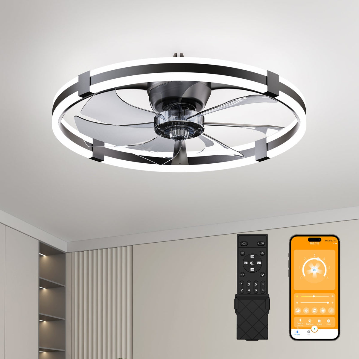 23.6'' LED Ceiling Fan Light Remote DC Motor