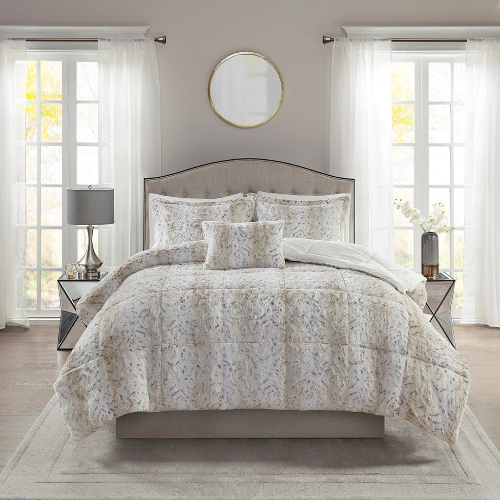 Full/Queen 4PC Faux Fur Comforter Set