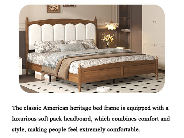 King Size Platform Bed Frame with Upholstered Headboard