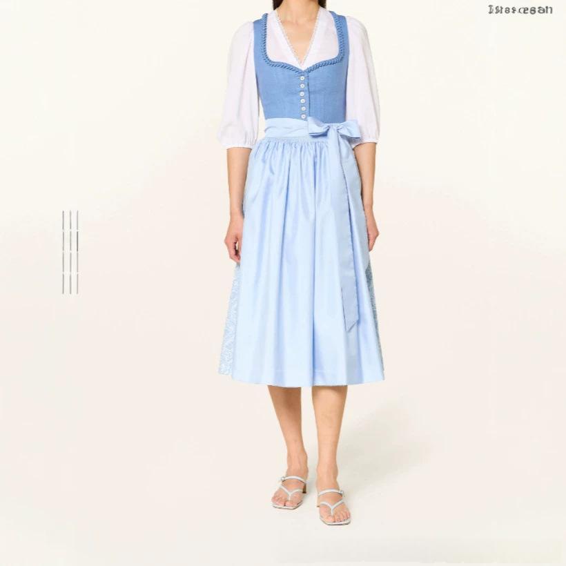 Lace-up Bow Long French-style Dress Elegant For Workwear