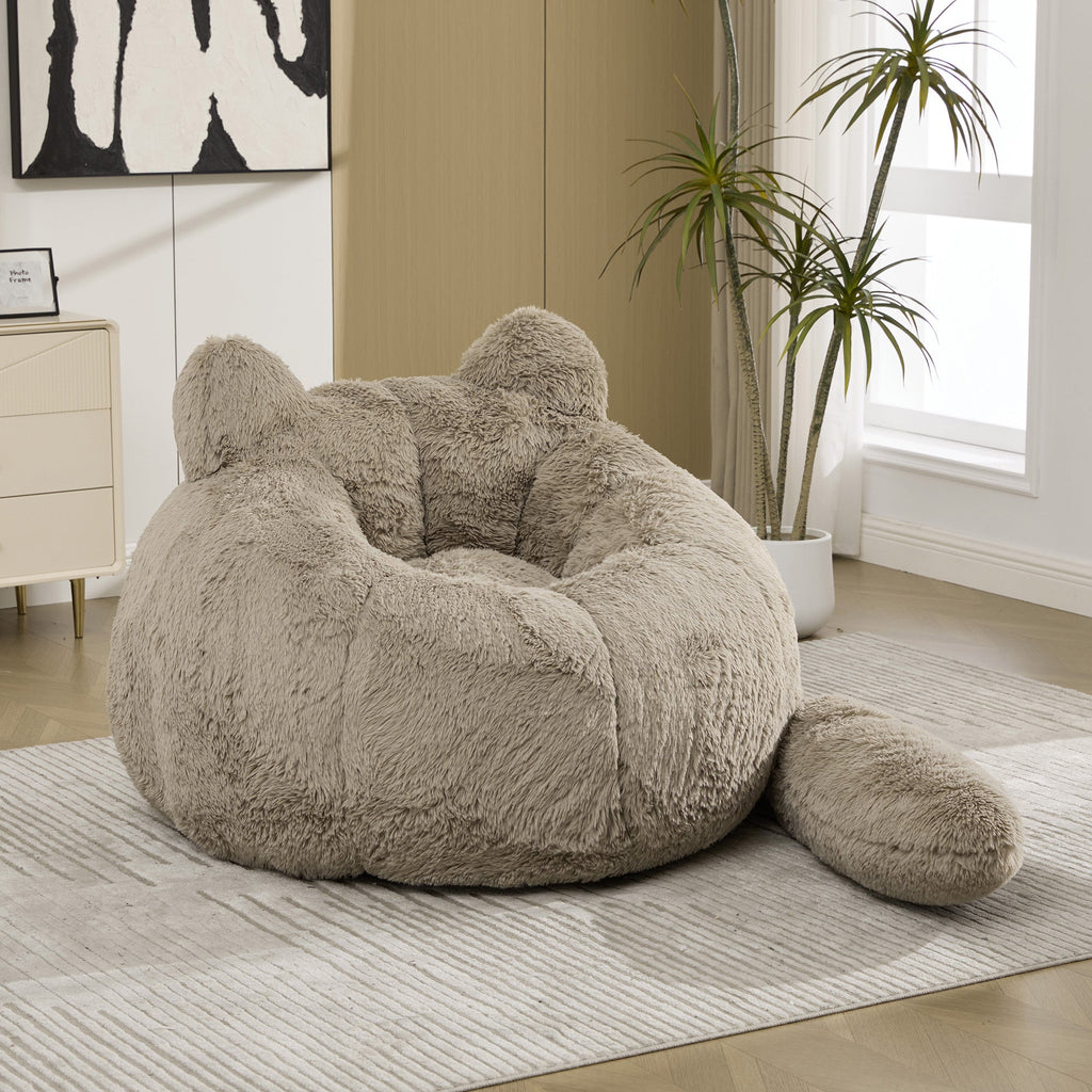 41.7'' W Faux Fur Cat Shaped Bean Bag Chair
