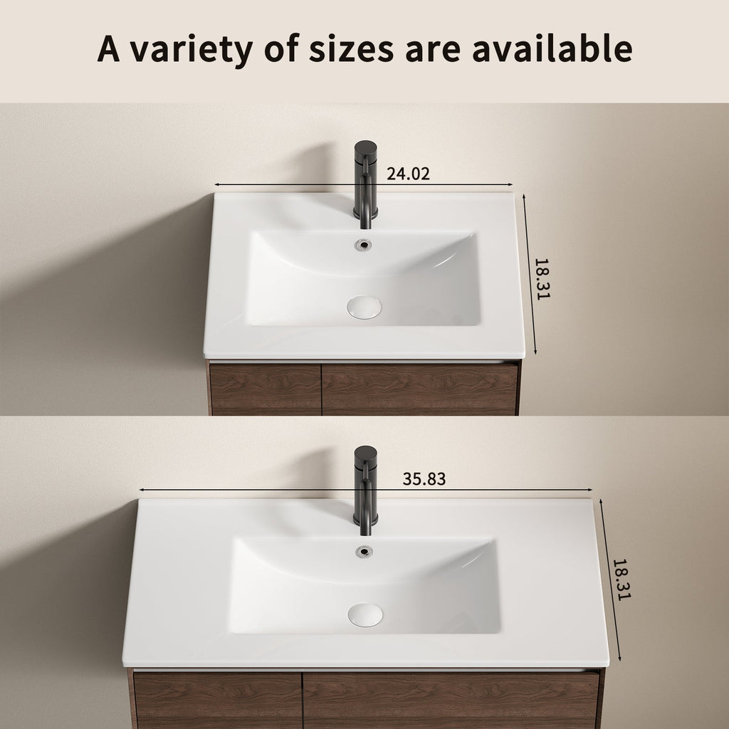 24 Inch Bathroom Vessel Sink, Glossy Ceramic Vanity Sink Top