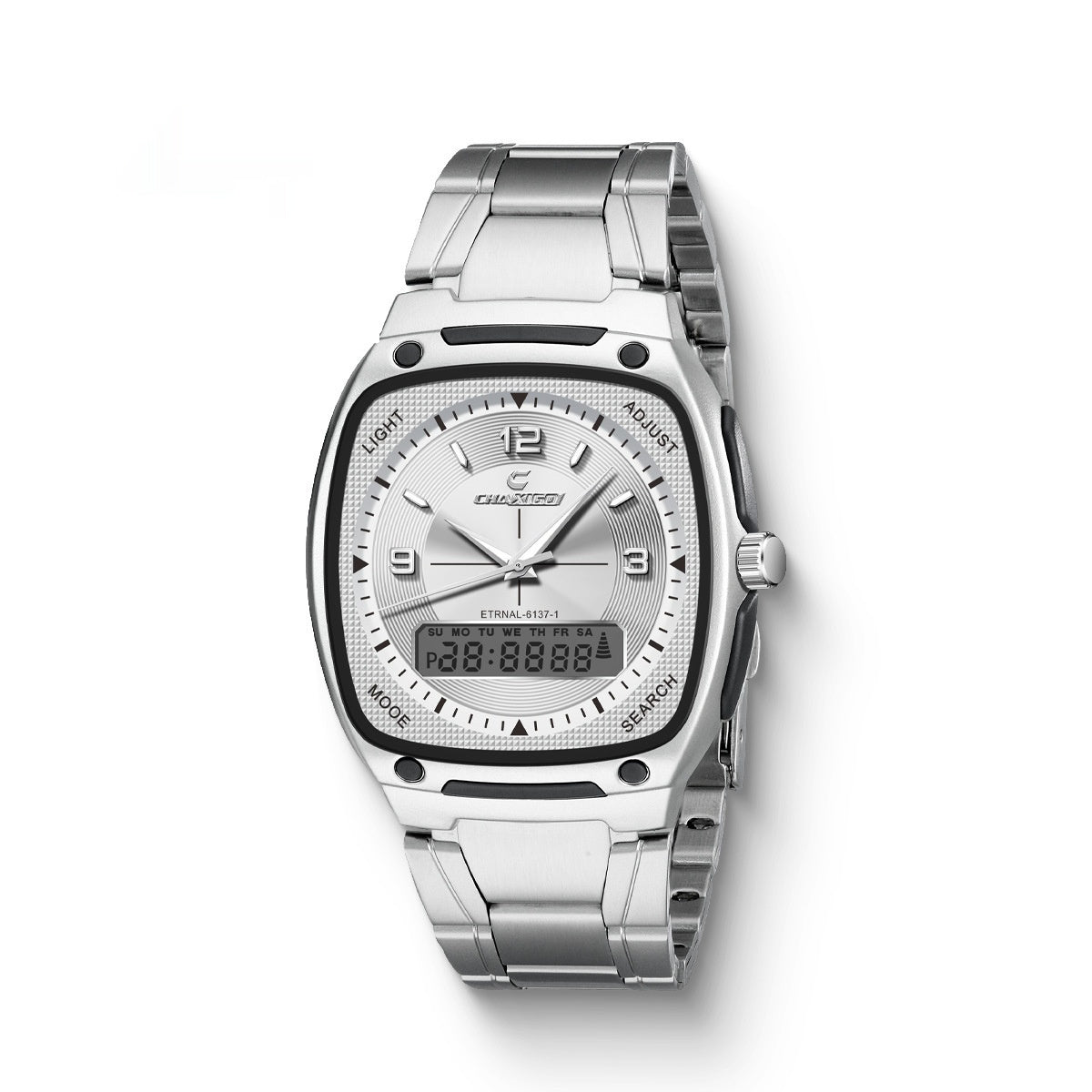 Mens Alloy Quartz Watch With A Steel Bracelet