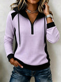 Women's Waffle-knit Half-zip Hooded Sweatshirt