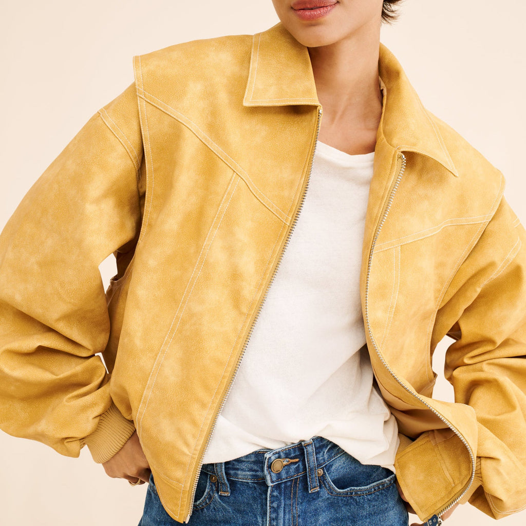 Turn-down Collar Faux Leather JacketShort Style Coat