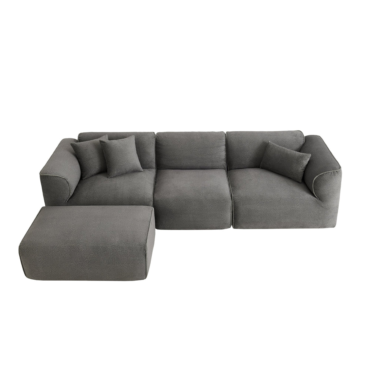 U_Style Luxury Living Room Double-Needle Cut Velvet Sofa - 4-Seater