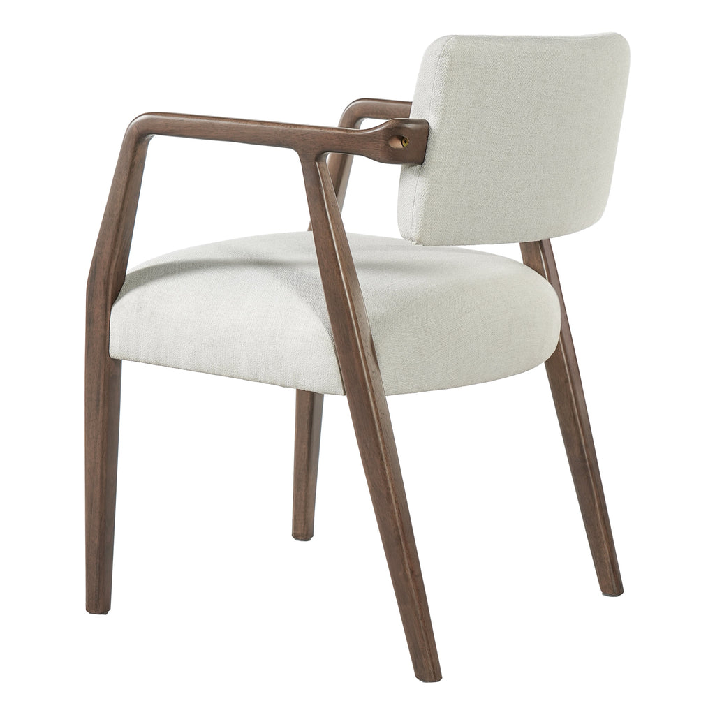 Mid-Century Rubber Wood Upholstered Dining Armchair (Set of 2)
