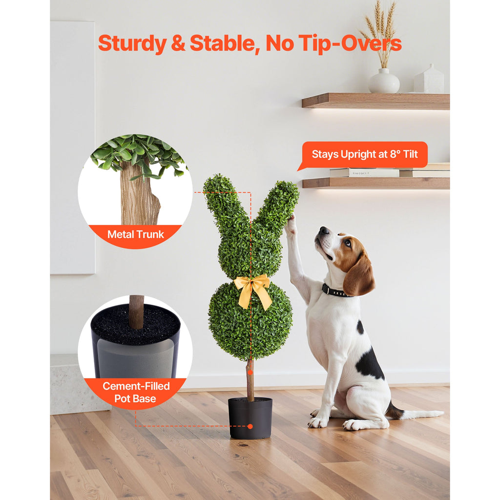 Artificial Topiary Bunny-Shape Boxwood Ball, 2 Set