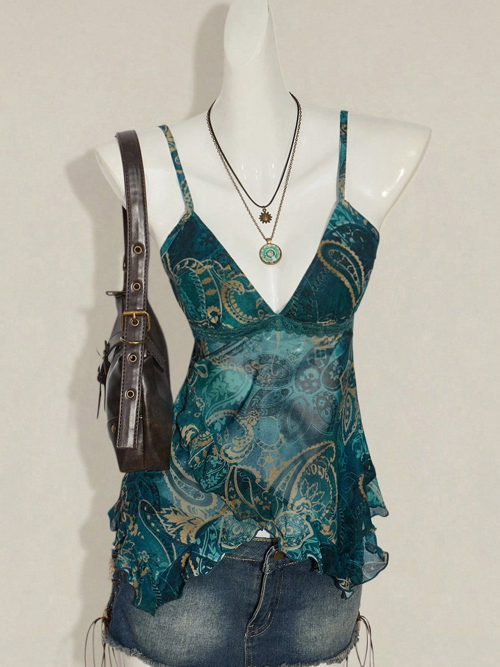 Sexy Figure-flattering Floral-print Mesh Top