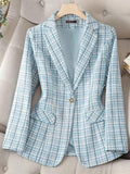 Womens Casual And Loose Tailored Plaid Blazer