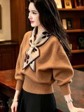 Bow-knot Collar Warm Knitted Sweater For Women