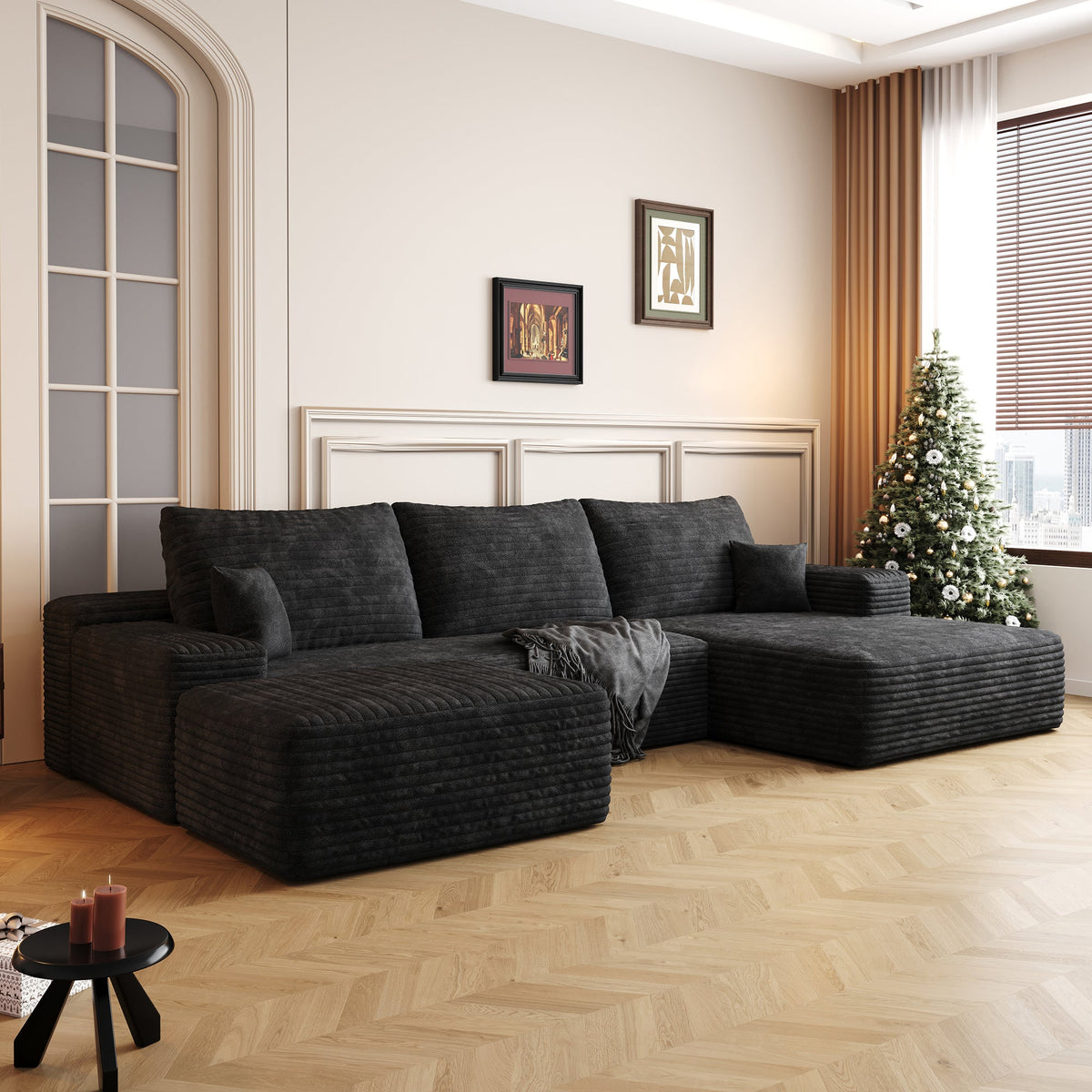 107" Cloud Sectional Sofa with Ottoman