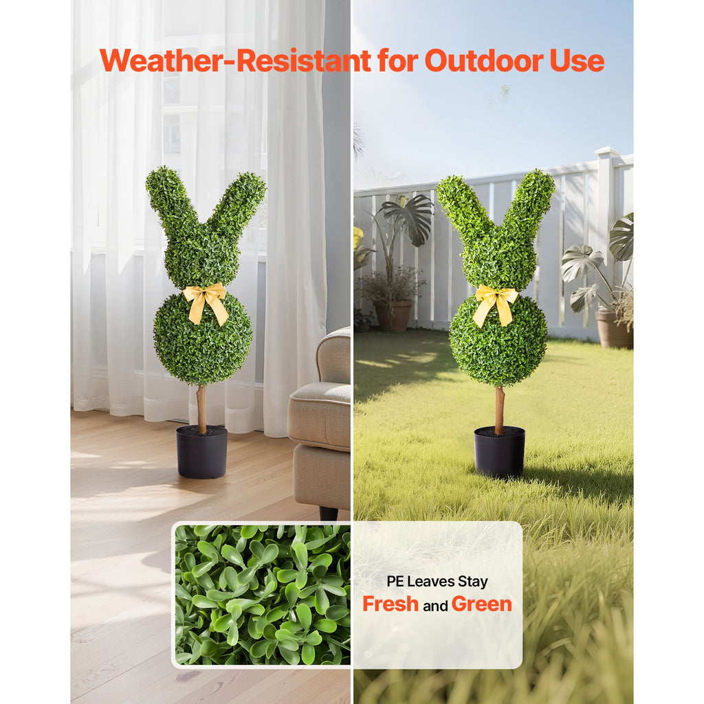 Artificial Topiary Bunny-Shape Boxwood Ball, 2 Set