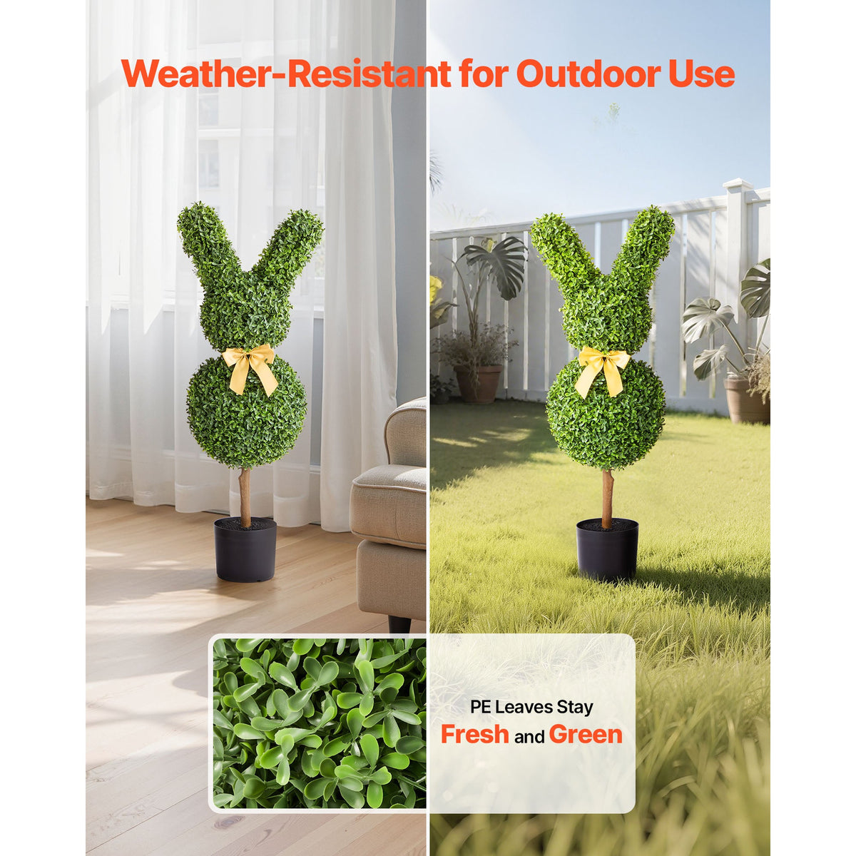 Artificial Topiary Bunny-Shape Boxwood Ball, 2 Set