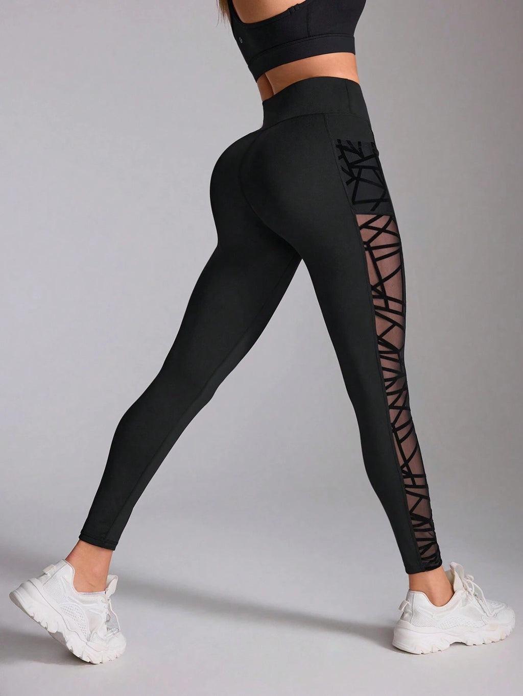 Cross-border High Waist Contrast Color Stitching Running Pants Belly-lifting Yoga Clothing Fitness Sports Naked Feeling Tight Leggings