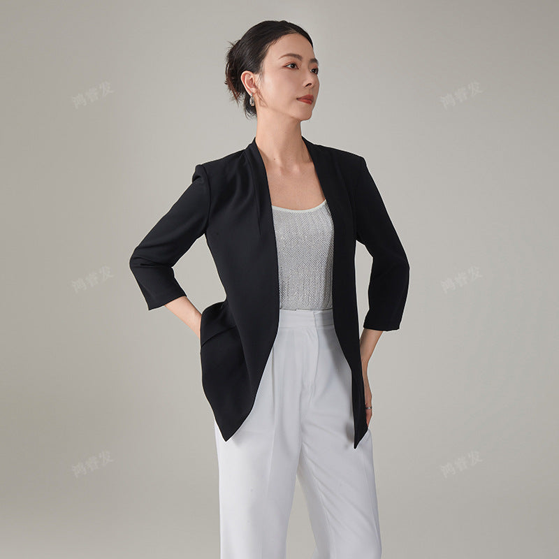 Elegant And Versatile Three-quarter-sleeve Womens Blazer
