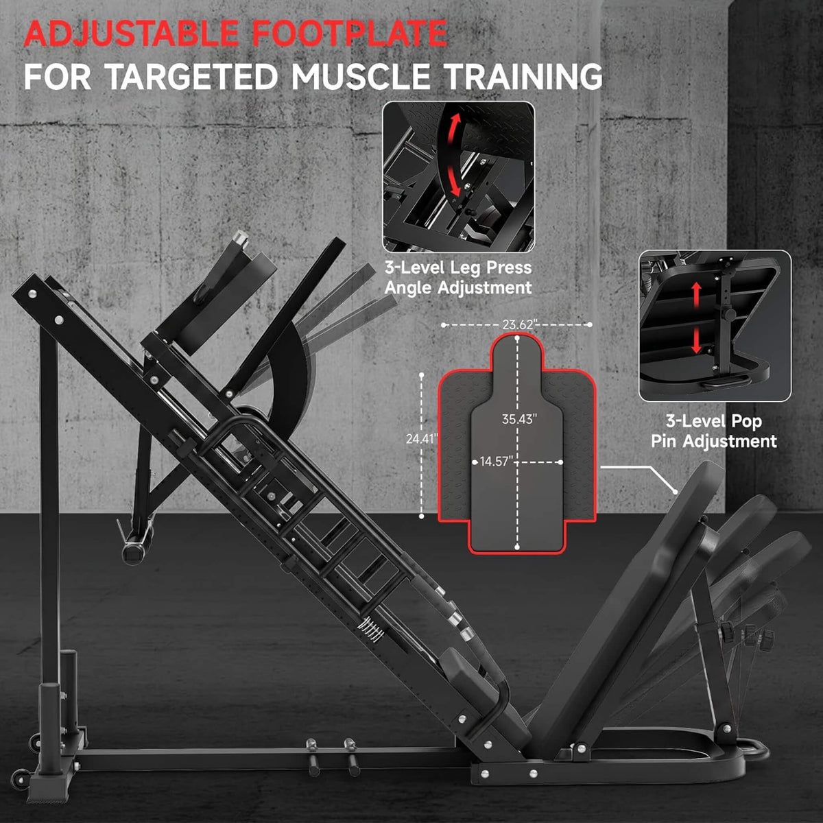 45-Degree Leg Press Hack Squat Machine With Weight Storage (SAK18452)