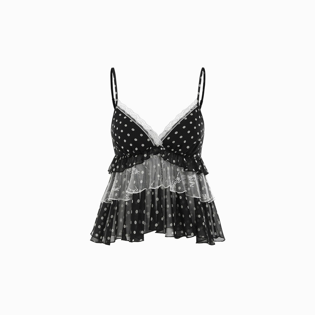 Leopard-print Chiffon Blouse Womens Summer Ruffled Mesh Sexy Top