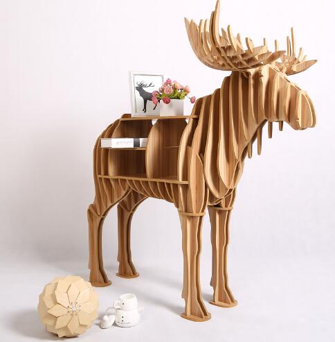 Realistic Moose Wooden Display Rack, Decorative Craft
