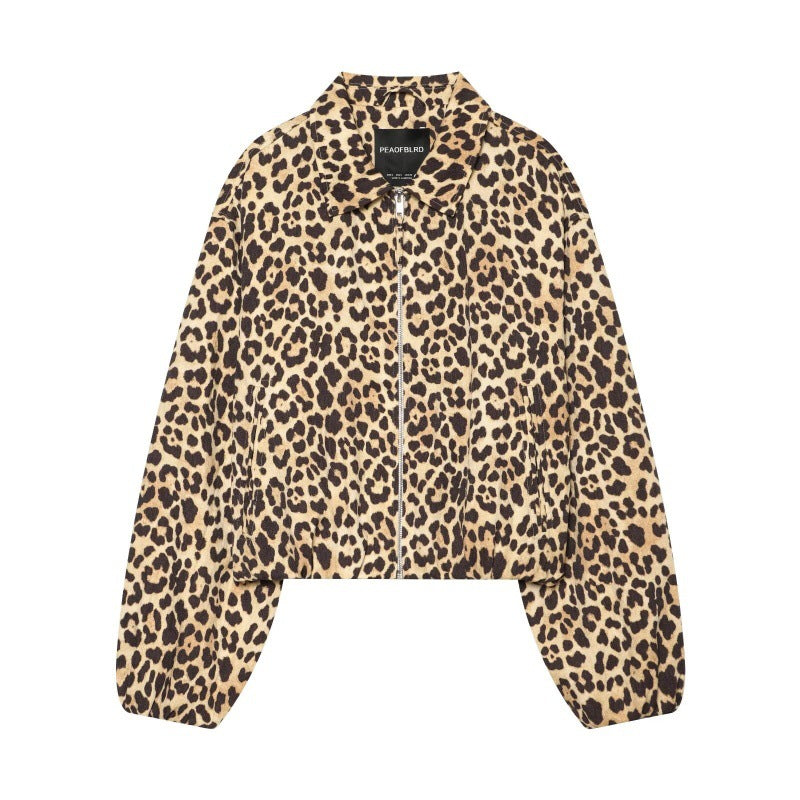 Womens Retro Lapel Zipper Short Jacket Top