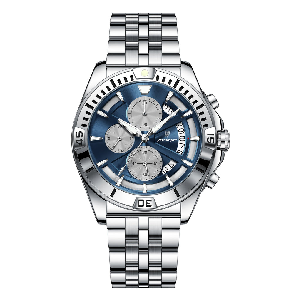 Multifunctional Dual-button Butterfly-clasp Waterproof Mens Watch