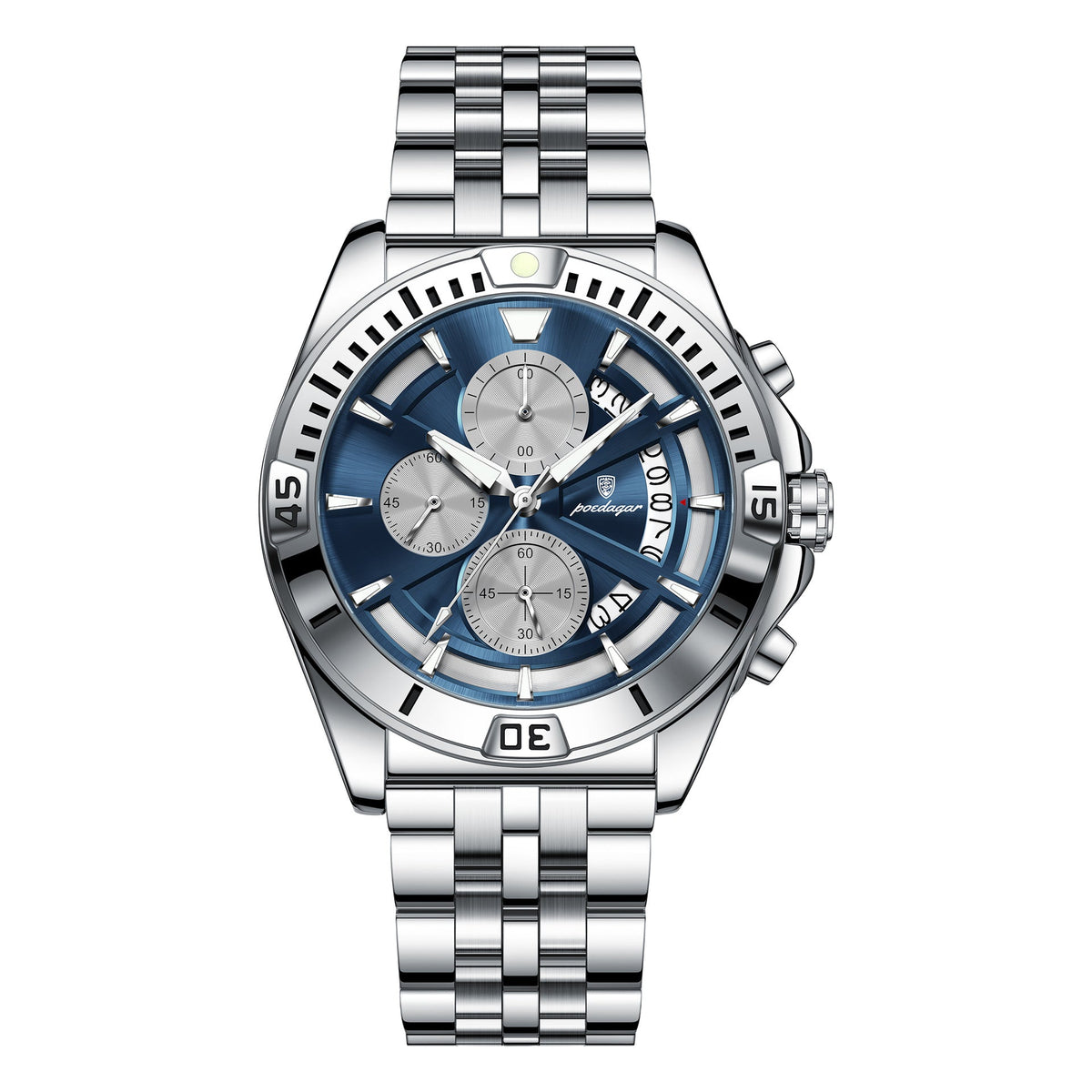 Multifunctional Dual-button Butterfly-clasp Waterproof Mens Watch