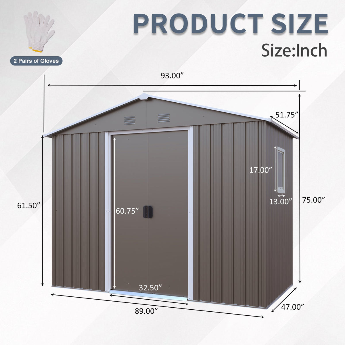 8ft x 4ft Outdoor Metal Storage Shed with Window