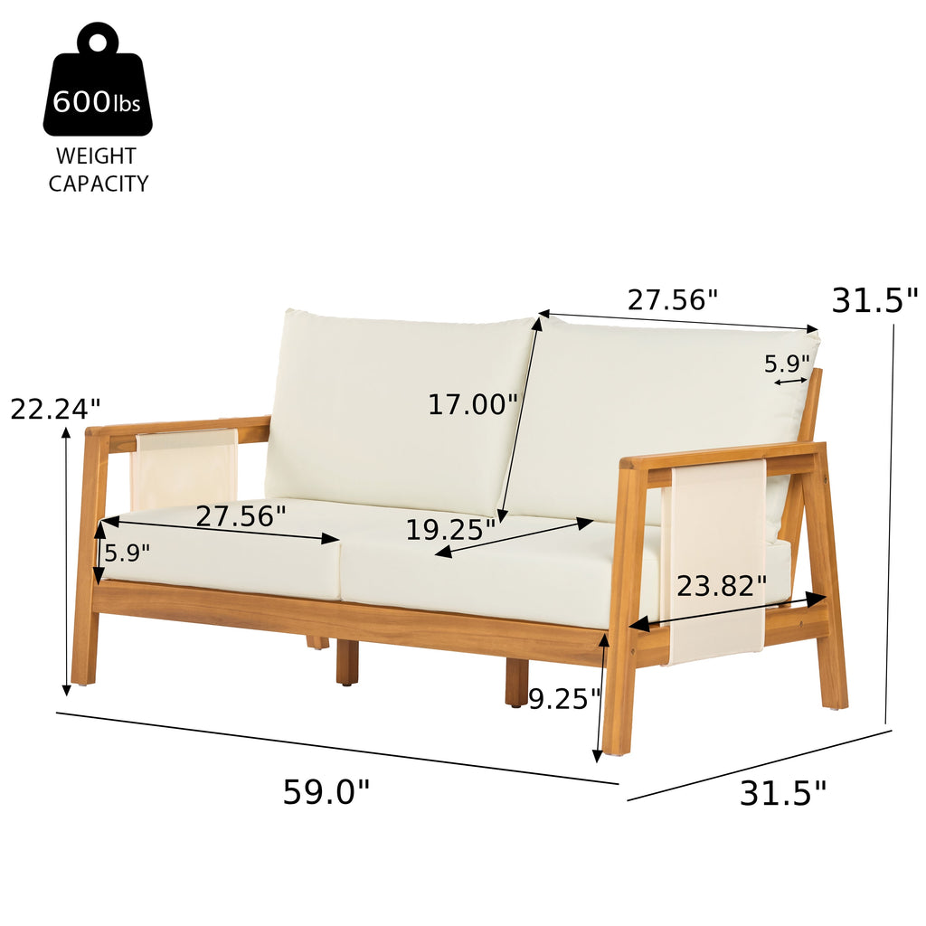 4-Piece Sofa Set with Cushions – Outdoor Loveseat & Coffee Table Set