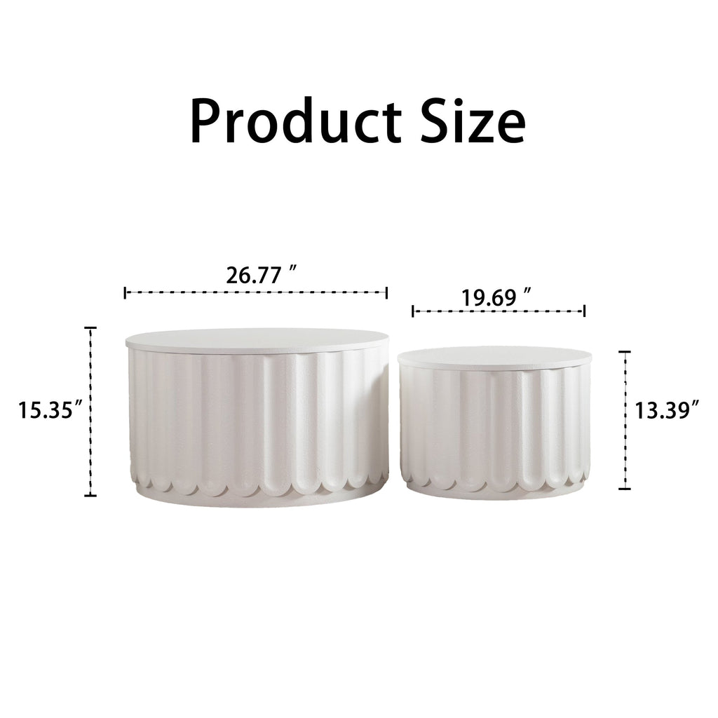 White Round Storage Table Set