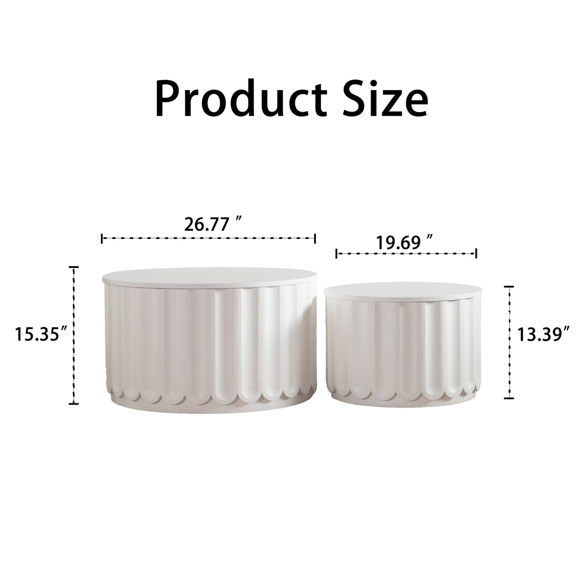 White Round Storage Table Set