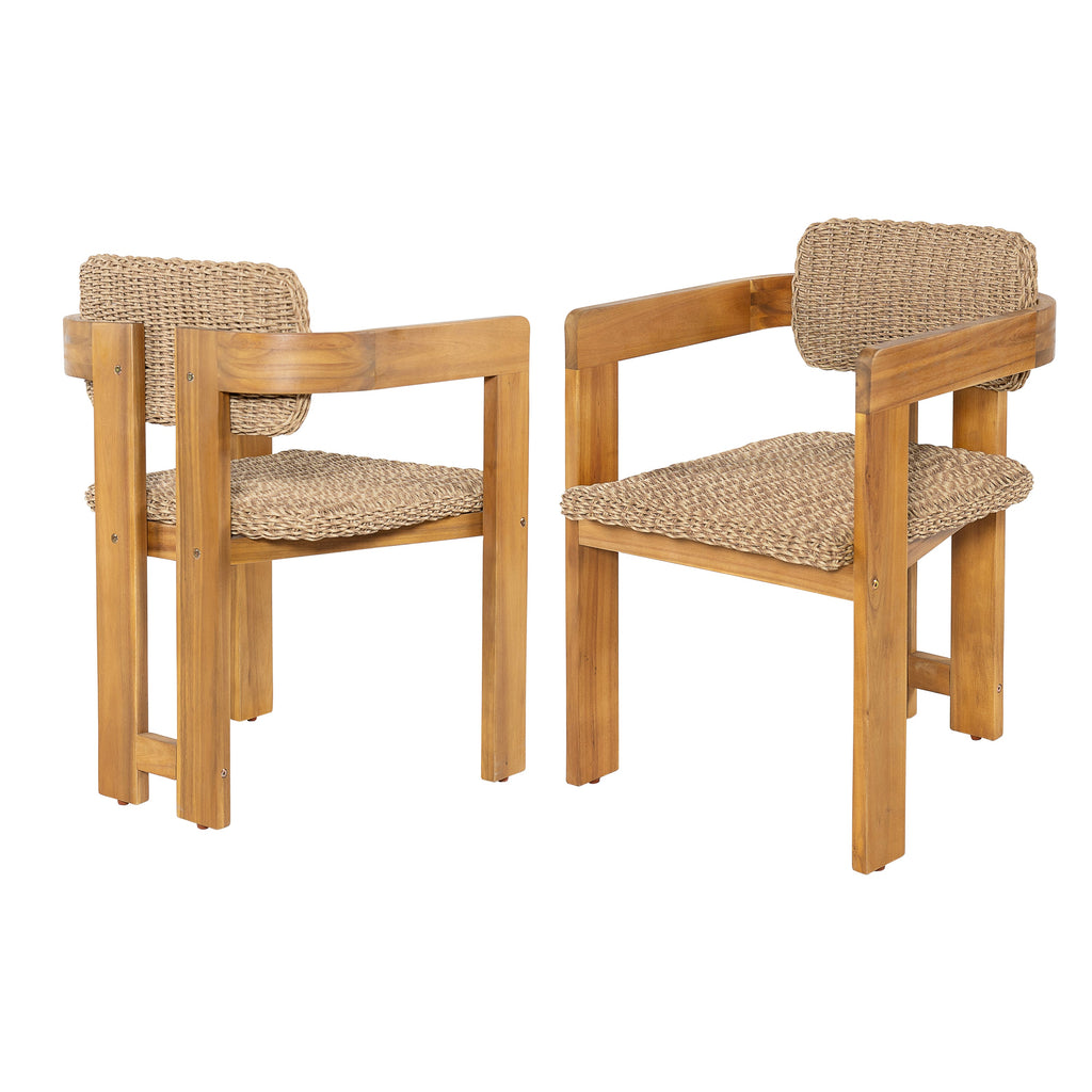 Outdoor Acacia Wood Dining Chair Set of 2